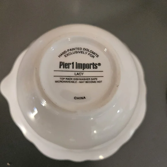 EUC~Pier 1 Teal and White Ceramic Nesting Measuring Cups/ Bowls. - Picture 3 of 3